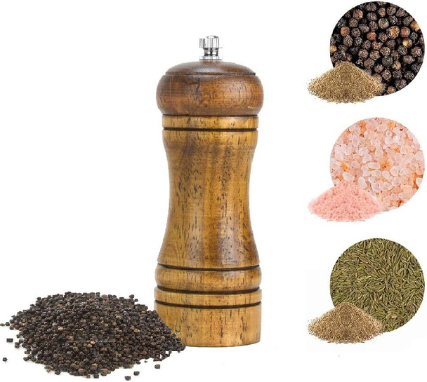 Honeteek Wooden Pepper Grinder Or Salt Grinder 5 Inch Salt Mill And Pepper Mill With Ceramic Rotor Adjustable Coarseness Wood Salt Pepper Grinder Peppercorn Refillable Salt And Pepper Shakers