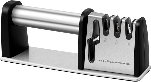 Jchope Knife Sharpeners 4 In 1 Professional Chef'S Kitchen Knife Accessories Kitchen Blade & Scissors Sharpening Tool Manual Knife Sharpener For Kitchen Knife