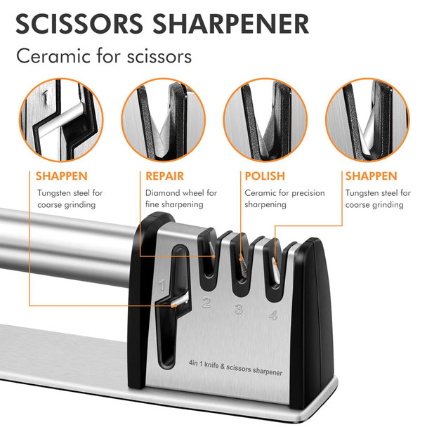Jchope Knife Sharpeners 4 In 1 Professional Chef'S Kitchen Knife Accessories Kitchen Blade & Scissors Sharpening Tool Manual Knife Sharpener For Kitchen Knife