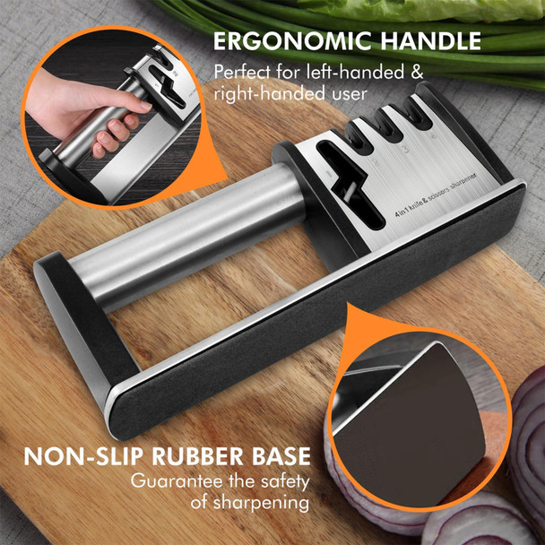 Jchope Knife Sharpeners 4 In 1 Professional Chef'S Kitchen Knife Accessories Kitchen Blade & Scissors Sharpening Tool Manual Knife Sharpener For Kitchen Knife