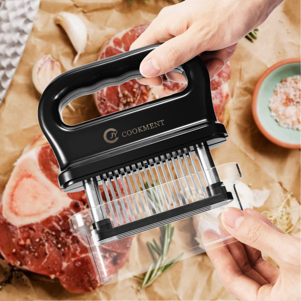 Jy Cookment Meat Tenderizer With 48 Stainless Steel Ultra Sharp Needle Blades Kitchen Cooking Tool Best For Tenderizing Bbq Marinade