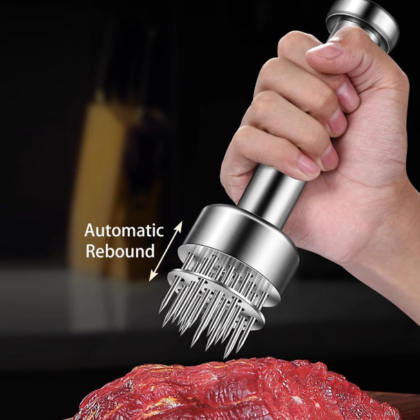 Kloahmo Stainless Steel Meat Tenderizer Tool 21 Sharp Needles Meat Piercing Tenderizing Steak Beef Chicken Pork Barbecue Marinating Small Meat Grinder Kloahmo Stainless Steel Meat Tenderizer Tool 21 Sharp Needles Meat Piercing Tenderizing Steak Beef Chicken Pork Barbecue Marinating Small Meat Grinder