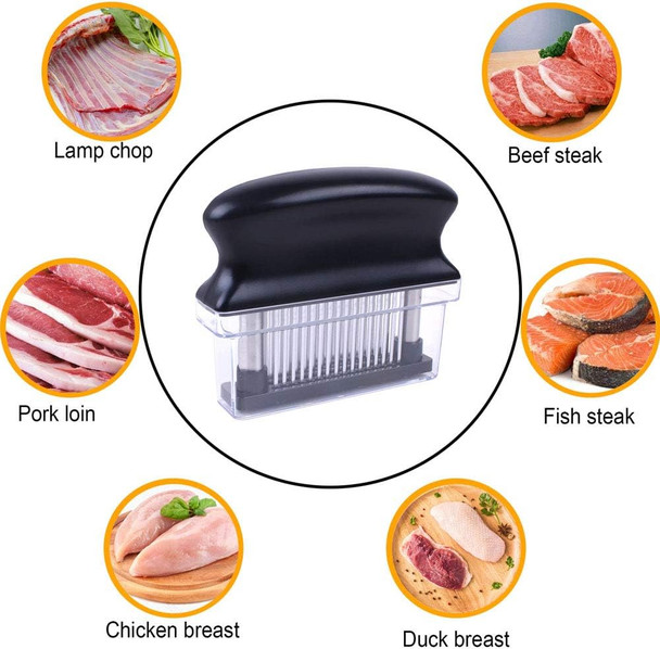 Lzonstk Meat Tenderizer With 48 Stainless Steel Ultra Sharp Needle Blades Heavy Duty Cooking Machine For Tenderizing Beef Turkey Chicken Steak Veal Pork Fish Etc Lzonstk Meat Tenderizer With 48 Stainless Steel Ultra Sharp Needle Blades Heavy Duty Cooking Machine For Tenderizing Beef Turkey Chicken Steak Veal Pork Fish Etc