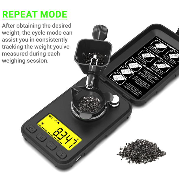 Maxus Reloading Scale 50G/0.001G With Powder Trickler Powder Scale With 3 Backlight Colors Milligram Scale With Repeat Mode