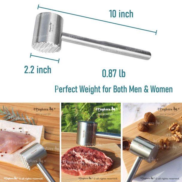 Meykers Meat Tenderizer Mallet  Dishwasher Safe  All 304 Stainless Steel  Perfect Weight  Meat Hammer Pounder Flattner Beater  For Steak Beef Chicken Pork  Kitchen Tool For Cooking Meykers Meat Tenderizer Mallet  Dishwasher Safe  All 304 Stainless Steel  Perfect Weight  Meat Hammer Pounder Flattner Beater  For Steak Beef Chicken Pork  Kitchen Tool For Cooking
