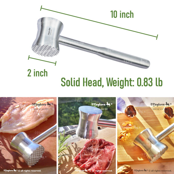 Meykers Meat Tenderizer Mallet  304 Stainless Steel  Dishwasher Safe  Meat Pounder Hammer Flattner Beater  Kitchen Tool For Steak Chicken Poultry Food  Ablandador De Carne Martillo Para Carne Meykers Meat Tenderizer Mallet  304 Stainless Steel  Dishwasher Safe  Meat Pounder Hammer Flattner Beater  Kitchen Tool For Steak Chicken Poultry Food  Ablandador De Carne Martillo Para Carne
