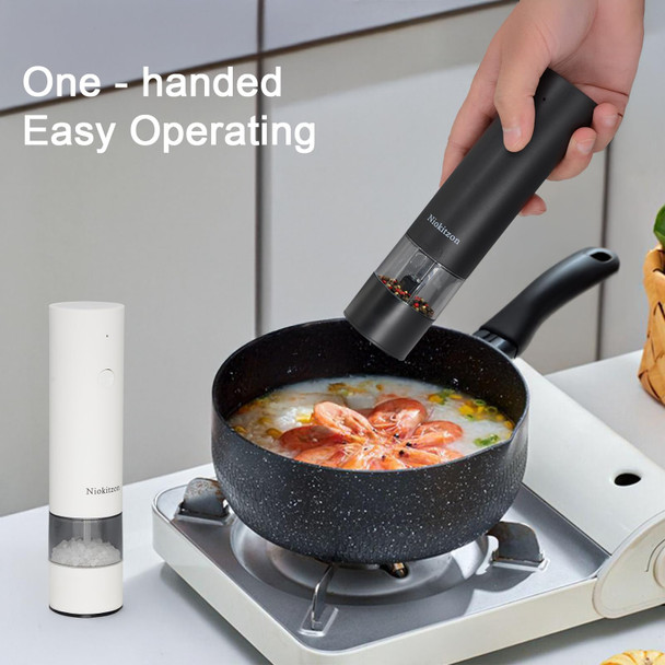 Niokitzon Electric Salt And Pepper Grinder Set Automatic Pepper Mill With Adjustable Coarseness One-Hand Operation Salt And Pepper Shakers Set With Stand Electric Pepper Grinder For Kitchen-Ideal For ing
