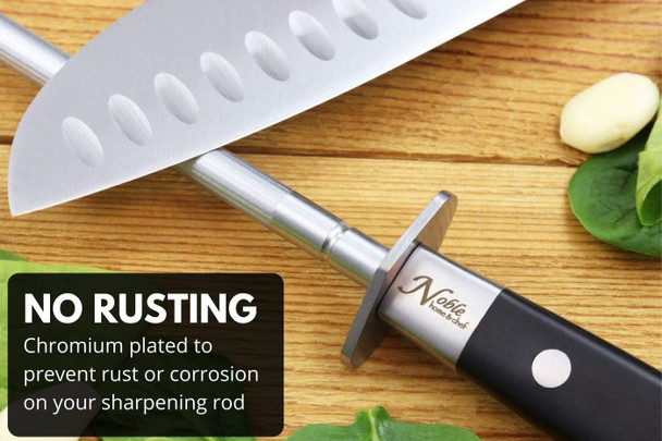 Noble Home & Chef Professional Honing Steel 12” Magnetized For Safety No Rust No Cheap Plastic Noble’S Knife Sharpener Has An Oval Handle For A Firm Grip And Is Built For Daily Use Perfect For Chefs