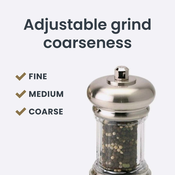 Olde Thompson Since 1944 Olde Thompson - 7 Brushed Nickel Pepper Mill & Salt Shaker Set - Pre-Filled With Peppercorns And Pure Ocean Sea Salt Fully Adjustable For Fine To Coarse Quality Easy To Clean Use And Refill