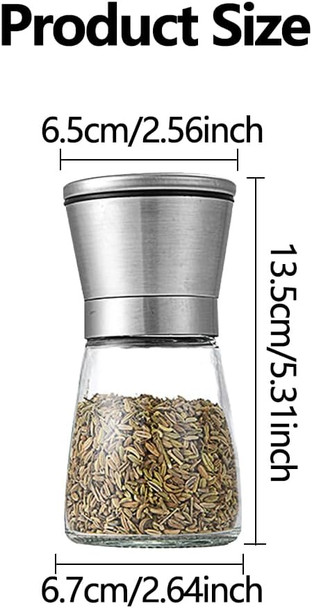 Puxing 2Pcs Stainless Steel Salt And Pepper Grinder Set Refillable Pepper Mill & Salt Mill Set Combo Shakers With Adjustable Coarse Mills  Spice Shakers Enjoy Your Favorite Spices(Color:As Shown)