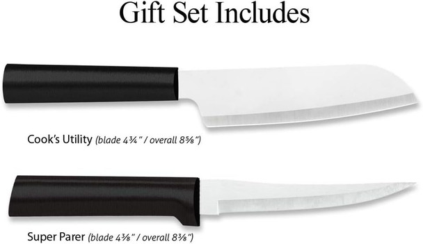 Rada Cutlery 2-Piece Cook'S Select Knife  Set With Quick Edge Sharpener (G253+R119) Stainless Steel Hollow Ground Blade Made In Usa Black Handles