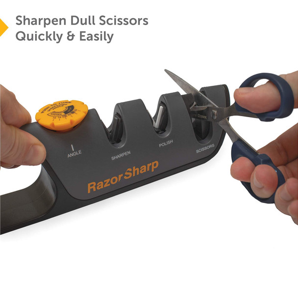 Razorsharp Knife Sharpener With Adjustable Angle Guide — Diamond-Coated Ceramic Sharpening Stones For All Knives Including Precision Kitchen Professional Chef'S Knives — Non-Slip Rubber Edge Grip