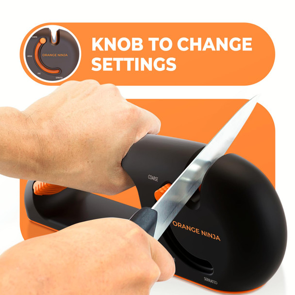 Sharp Pebble Orange Ninja 4-Stage Knife Sharpener & Serrated Knife Sharpener– Repairs Sharpens & Polishes Blades With Ergonomic Non-Slip Grip By Sharp Pebble