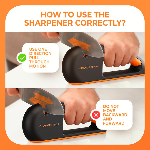 Sharp Pebble Orange Ninja 4-Stage Knife Sharpener & Serrated Knife Sharpener– Repairs Sharpens & Polishes Blades With Ergonomic Non-Slip Grip By Sharp Pebble