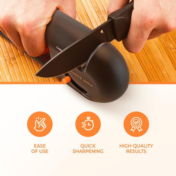 Sharp Pebble Orange Ninja 4-Stage Knife Sharpener & Serrated Knife Sharpener– Repairs Sharpens & Polishes Blades With Ergonomic Non-Slip Grip By Sharp Pebble