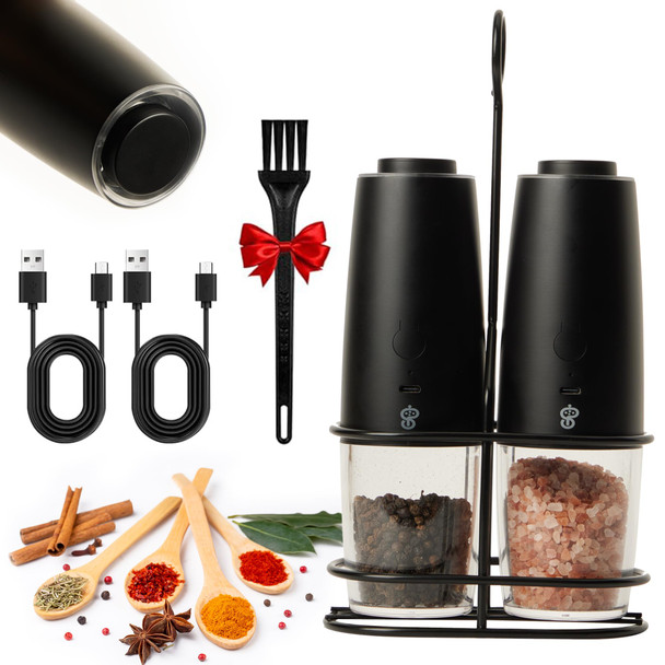 Silpiment Electric Salt And Pepper Grinder Set – Usb-C Rechargeable Gravity Sensor Adjustable Coarseness One-Handed Operation – Battery Powered Mills With Led Light Silpiment Electric Salt And Pepper Grinder Set – Usb-C Rechargeable Gravity Sensor Adjustable Coarseness One-Handed Operation – Battery Powered Mills With Led Light