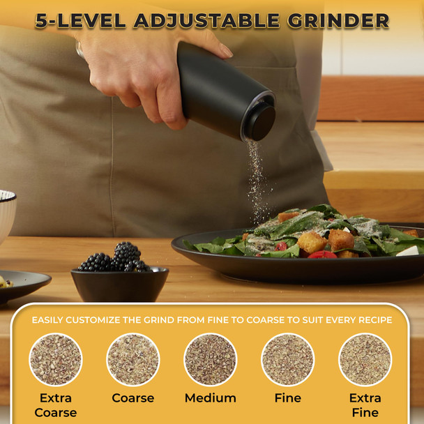 Silpiment Electric Salt And Pepper Grinder Set – Usb-C Rechargeable Gravity Sensor Adjustable Coarseness One-Handed Operation – Battery Powered Mills With Led Light Silpiment Electric Salt And Pepper Grinder Set – Usb-C Rechargeable Gravity Sensor Adjustable Coarseness One-Handed Operation – Battery Powered Mills With Led Light