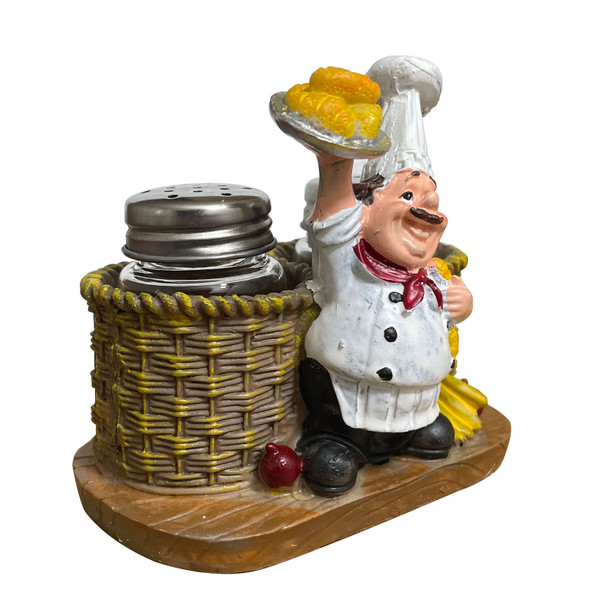 Smanta Premium Salt And Pepper Seasoning Shakers Sets - Cut Bread French Chef Sculpture Decoration For Barbecue Spice Bottles Jars Seasonings Baking Supplies Gadget Smanta Premium Salt And Pepper Seasoning Shakers Sets - Cut Bread French Chef Sculpture Decoration For Barbecue Spice Bottles Jars Seasonings Baking Supplies Gadget