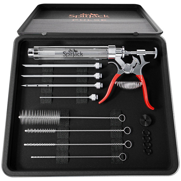 Spitjack Pulse Meat Injector Gun And Injection Syringe For Bbq. Marinade Flavor Injector For Smoked Brisket Chicken Ribs Pork Butt And Turkey. Competition Barbecue Smoker Accessories Tool.