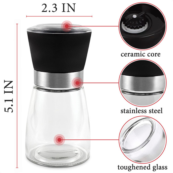 Vikrom Manual Refillable Pepper Grinder - 6 Oz Refillable  Grinders For Pepper Salt And Other Spices Adjustable Rotor With 5 Settings Scratch-Resistant  Good For Home & Professional Use Vikrom Manual Refillable Pepper Grinder - 6 Oz Refillable  Grinders For Pepper Salt And Other Spices Adjustable Rotor With 5 Settings Scratch-Resistant  Good For Home & Professional Use