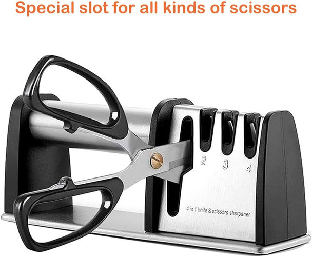 Wattlink 4-In-1 Professional Knife And Scissors Sharpener Manual Kitchen Sharpening Tool 8.5 Inch Length