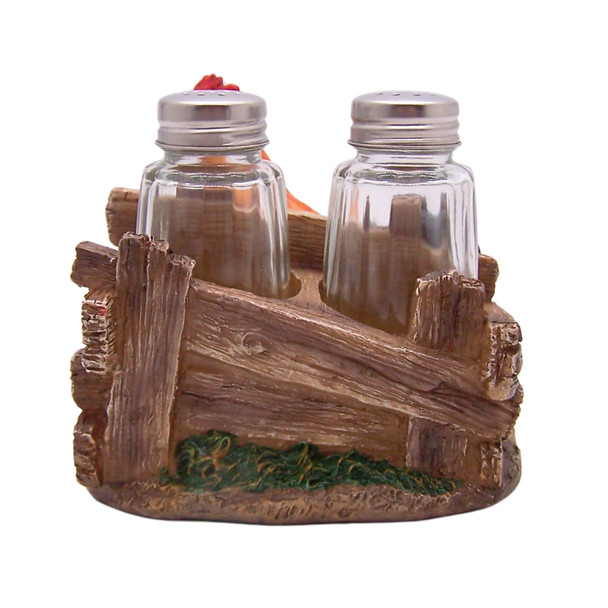 Wowser Country Rooster Salt & Pepper Shaker Set With Fence 4-Inch Decor