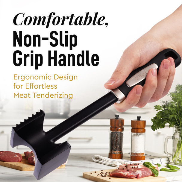 Zulay Kitchen 10' Meat Tenderizer Hammer – Heavy-Duty Dual-Sided Mallet With Non-Slip Grip – Metal Meat Pounder For Tenderizing Beef Chicken Pork & More – Kitchen Tool For Cooking & Bbq - Black Zulay Kitchen 10' Meat Tenderizer Hammer – Heavy-Duty Dual-Sided Mallet With Non-Slip Grip – Metal Meat Pounder For Tenderizing Beef Chicken Pork & More – Kitchen Tool For Cooking & Bbq - Black