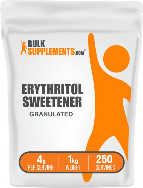 BulkSupplements.com Erythritol Sweetener Granular - Zero Calorie Sweetener, Granulated Erythritol Powder - Sugar Substitutes for Baking, Sugar , 4g of per Serving, 1kg (2.2 lbs)