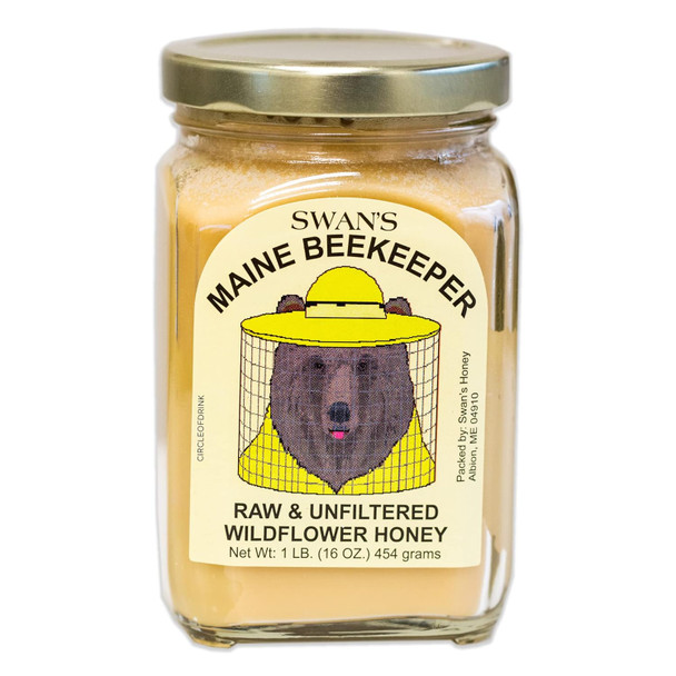 Swan's Raw and Unfiltered Wildflower Honey – Creamy, Silky, Gourmet – Includes Beeswax, Pollen, Enzymes – Glass Jar 16oz