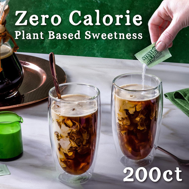 Stevia In The Raw, Plant Based Zero Calorie, No Erythritol, Sugar Substitute, Sugar- Sweetener For Coffee, Hot & Cold Drinks, Suitable For Diabetics, Vegan, Gluten-, 200 Count Packets (1 Pack)