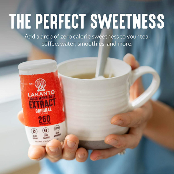 Lakanto Liquid Monk Fruit Extract Drops - Zero Calorie, Zero Sugar, Keto Drink Sweetener, Sugar Substitute, On the Go, T