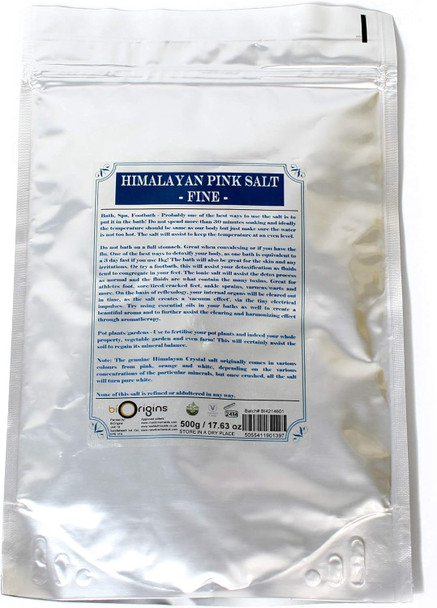 Mystic Moments Himalayan Crystal Salt Fine 500g Natural Bath Soak for Muscle, Perfect for Skin, Face & Body 100% Natural Vegan GMO