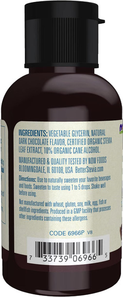 NOW Foods, Better Stevia Liquid, Dark Chocolate, Zero-Calorie Liquid Sweetener, Low Glycemic Impact, Non-GMO,