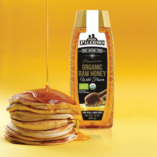Palermo Organic Honey 100% Wild Flower, Filtered, Raw, 16 Ounce Palermo Organic Honey 100% Wild Flower, Filtered, Raw, 16 Ounce