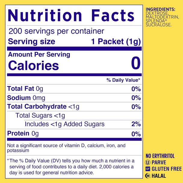 Splenda No Calorie Sweetener, granules, 200 Count Packets