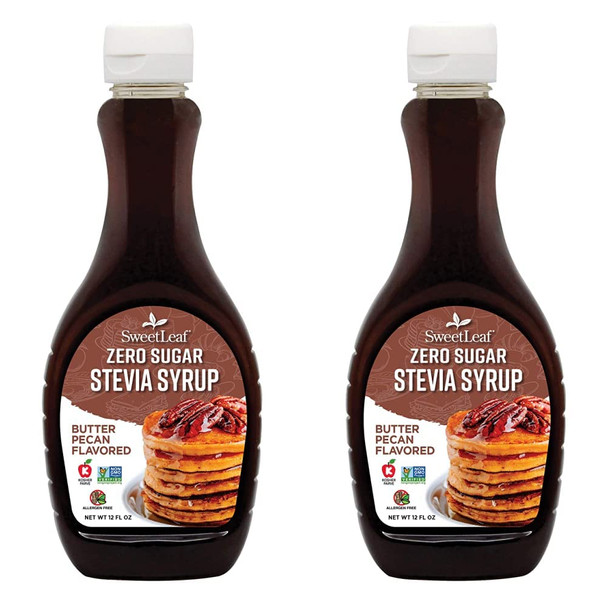 SweetLeaf Zero Sugar Stevia Syrup, Butter Pecan, 12 Fl Oz (Pack of 2)