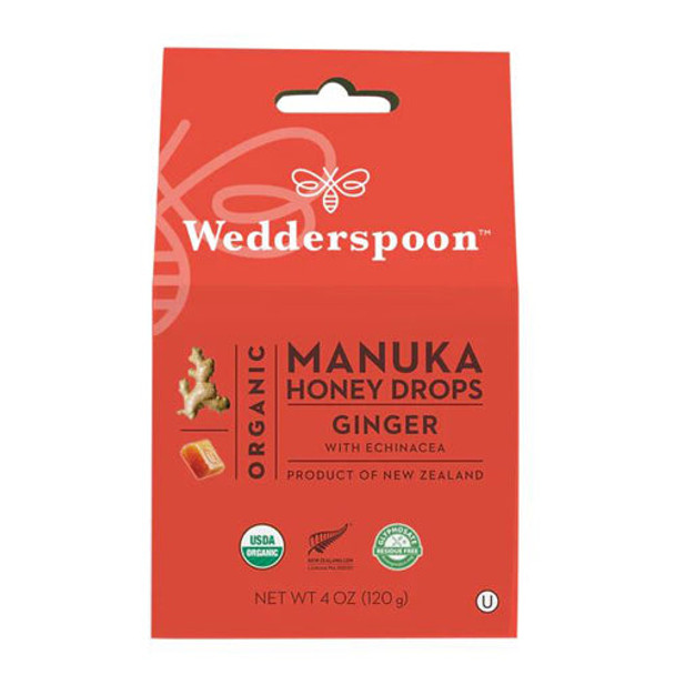 Organic Manuka Honey Drops Ginger with Eusacea 4 Oz By Wedderspoon