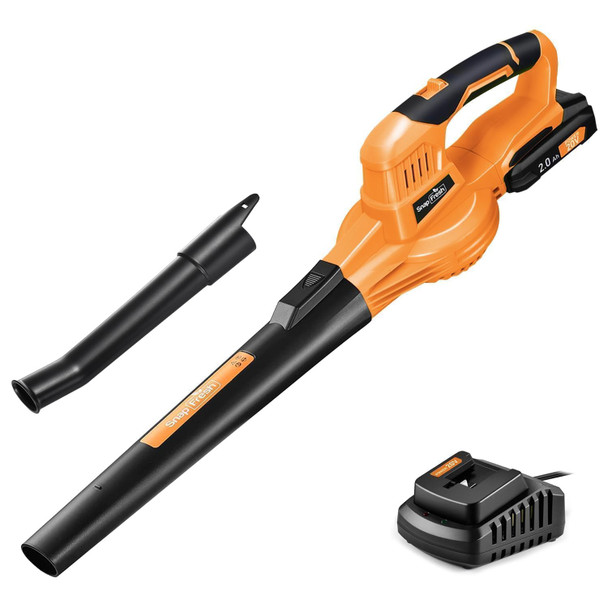 SnapFresh Leaf Blower - 20V Leaf Blower Cordless with Battery & Charger, Electric Leaf Blower for Lawn Care, Battery Powered Leaf Blower Lightweight for Leaf/Snow/Dust Blowing (Orange) SnapFresh Leaf Blower - 20V Leaf Blower Cordless with Battery & Charger, Electric Leaf Blower for Lawn Care, Battery Powered Leaf Blower Lightweight for Leaf/Snow/Dust Blowing (Orange)