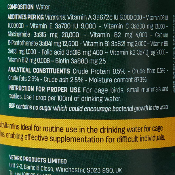 Bsp Vitamin Drops High Potency Liquid Vitamin Supplement For Birds, Reptiles, Wildlife & Rabbits 100Ml Bottlebsp10 Bsp Vitamin Drops High Potency Liquid Vitamin Supplement For Birds, Reptiles, Wildlife & Rabbits 100Ml Bottlebsp10