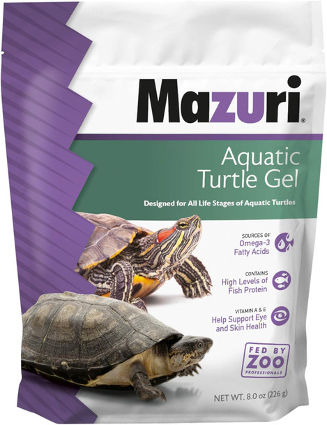 Mazuri Aquatic Turtle Food Easy-To-Serve Gel Freshwater Formula- 8 Ounce (8 Oz) Bag
