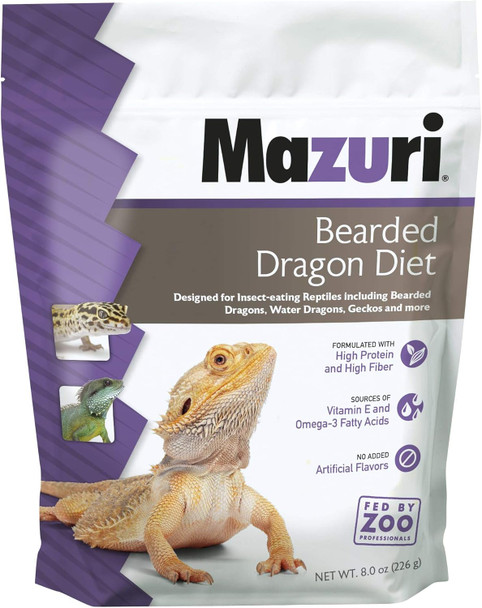 Mazuri Bearded Dragon Food - Insect Portion Of A Complete Diet 8 Ounce (8 Oz) Bag