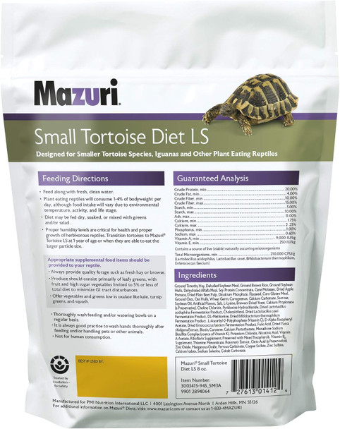 Mazuri Small Tortoise Ls Low-Starch Tortoise Food 8 Ounce (8 Oz) Bag