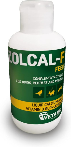 Zolcal-F Feed Liquid Calcium & Vitamin D3 Supplement For Birds, Reptiles & Rabbits Water-Soluble 120Mlzf