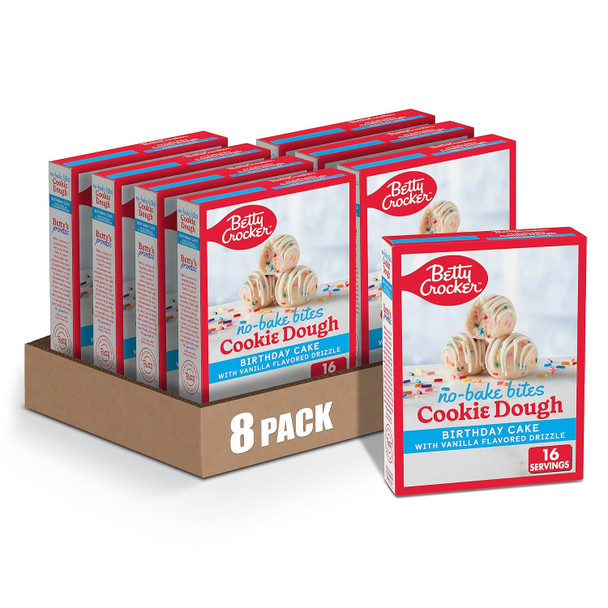 Betty Crocker No-Bake Bites Birthday Cake Cookie Dough, 12.2 Oz. (Pack Of 8)