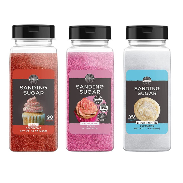 Birch & Meadow Red, Pink, And White Sanding Sugar Bundle, (1 Lb) Valentine'S Day Sprinkles, Fun & Colorful