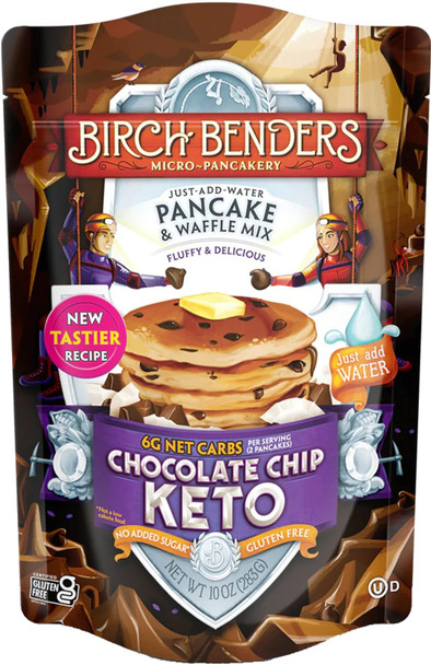 Birch Benders Keto Chocolate Chip Pancake And Waffle Mix, 10Oz (Pack Of 2) With By The Cup Swivel Spoons