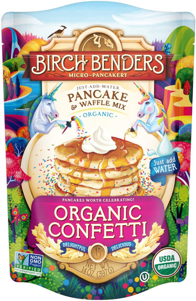 Birch Benders Organic Confetti Just-Add-Water Pancake & Waffle Mix, 14 Oz (Pack Of 3)