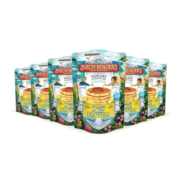 Birch Benders Plant Protein Pancake & Waffle Mix, Vegan, 9G Plant-Based Protein, Just Add Water, 14 Oz (Pack Of 6)