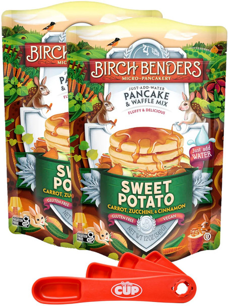 Birch Benders Sweet Potato Pancake And Waffle Mix, 12 Oz (Pack Of 2) With By The Cup Swivel Spoons