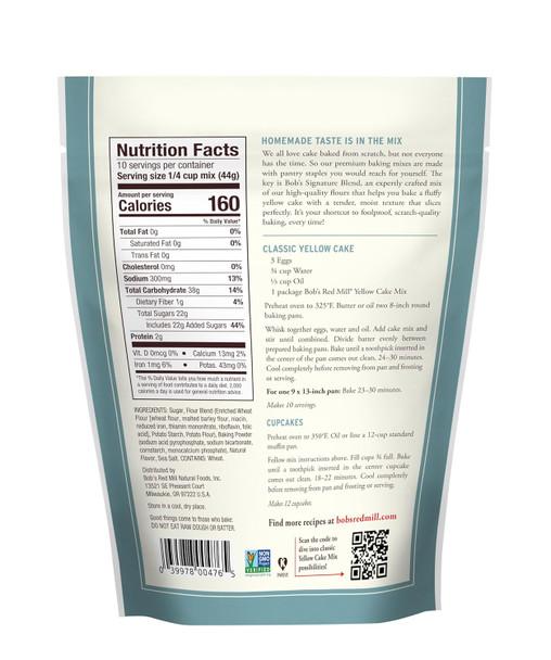 Bob'S Red Mill Signature Classic Yellow Cake Mix - 15.5 Ounce Bag (Pack Of 4), Simple Clean Ingredients, Homemade Taste, Non-Gmo